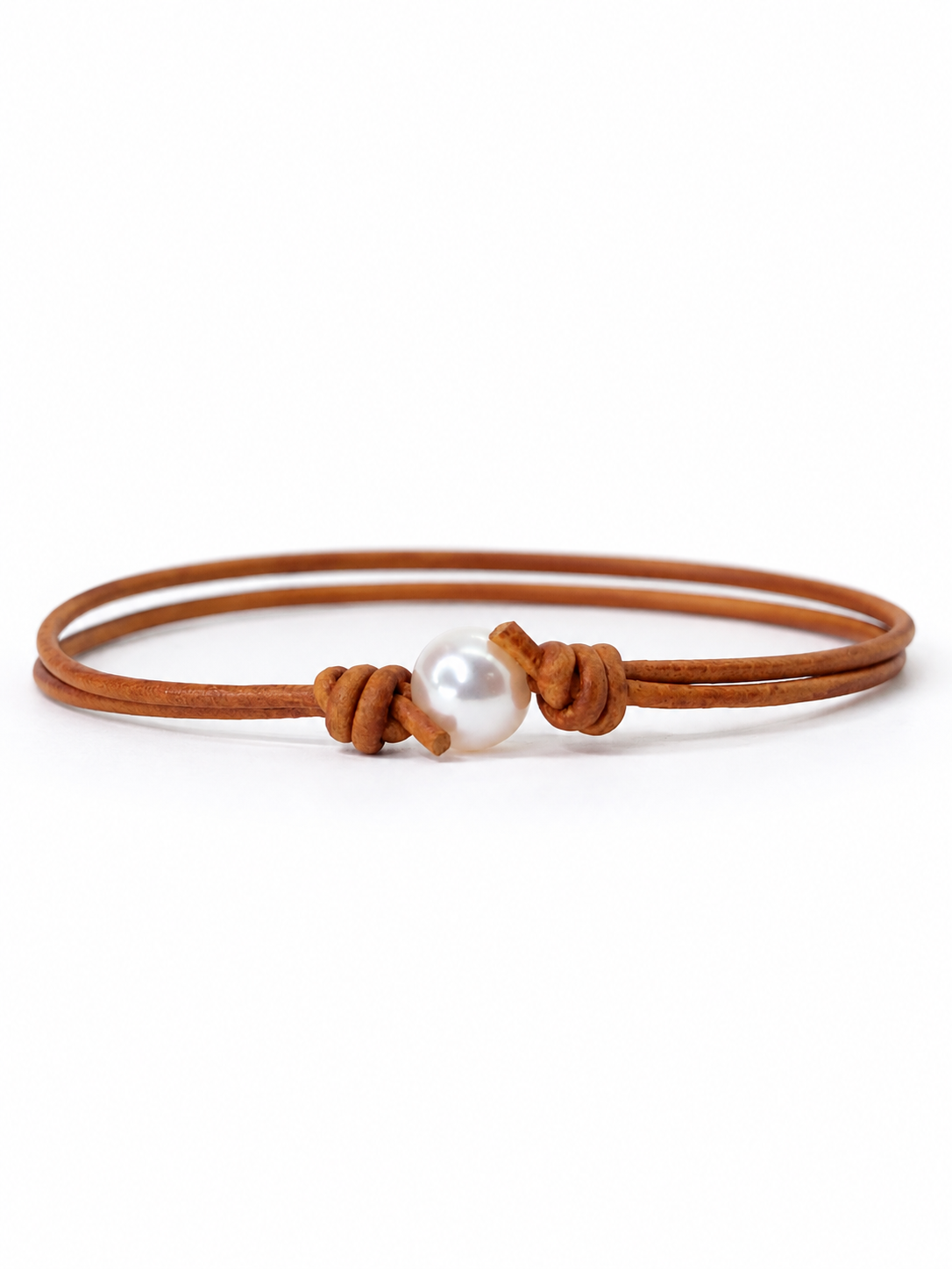 Elegantní náramek ANIE z klokaní kůže s bílou Akoya perlou 7,3 mm