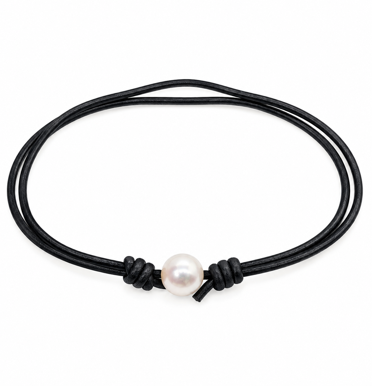 ÉLISE – elegantní náramek z černé klokaní kůže s pravou Akoya perlou 8 mm AA+
